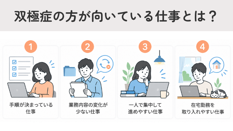 双極症(双極性障害・躁うつ病)の方が向いている仕事とは?