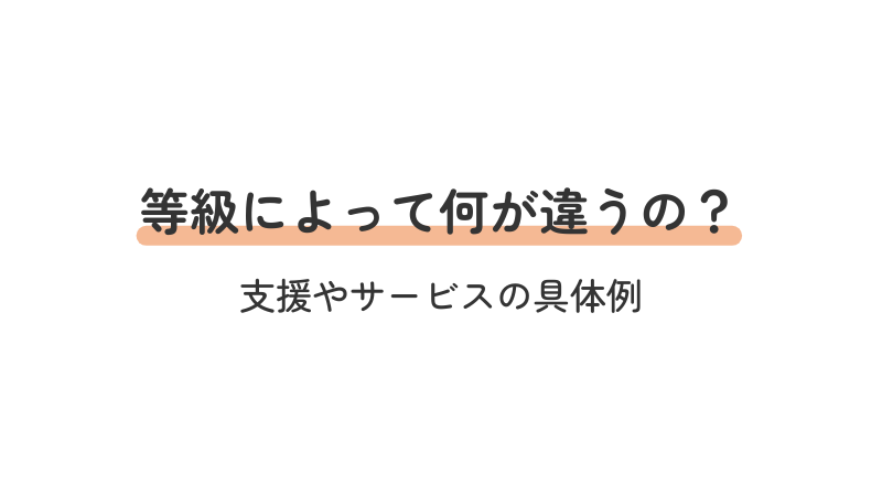 障害者手帳の等級で利用できる支援やサービスがどのように異なるかを示す画像