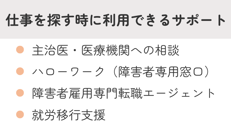 適応障害の方が仕事を探す時に利用できるサポート