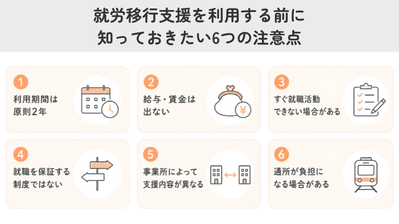 就労移行支援を利用する前に知っておきたい6つの注意点