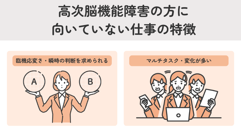 高次脳機能障害の方に向いていない仕事・避けるべき業務の特徴