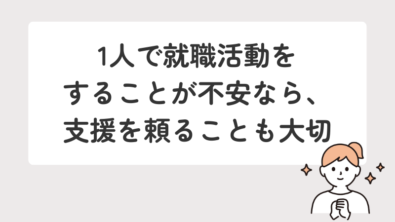 一人での活動に不安がある場合、周囲や専門機関を頼ることの重要性を伝えるメッセージ画像