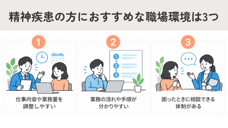 精神疾患の方のおすすめの仕事・職場環境3つ